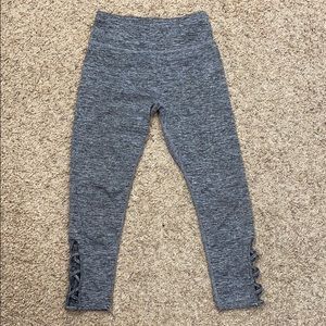 Gray capri leggings with lace up detail XS